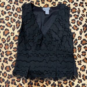 Black Sleeveless Top with Lace Details